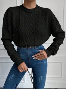 EURMUSE Của phụ nữ màu trơn & Thiết kế đơn giản Áo len Áo chui đầu - màu đen - Xem 1