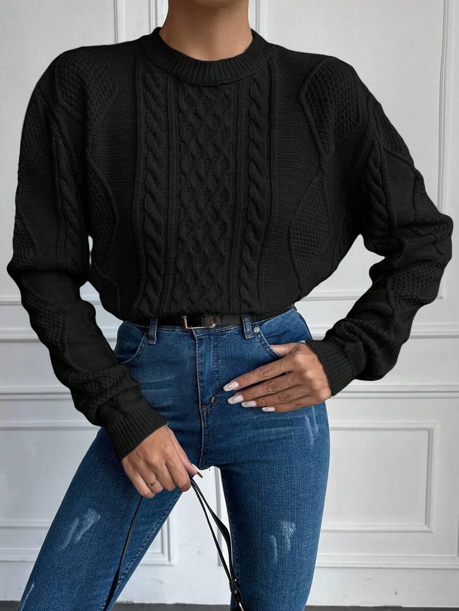 EURMUSE Của phụ nữ màu trơn & Thiết kế đơn giản Áo len Áo chui đầu - màu đen - Xem 1