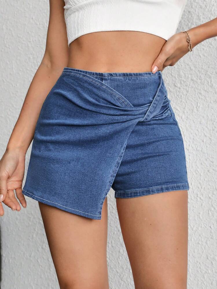 Women's Sexy Stretchy Twisted Denim Mini Skorts