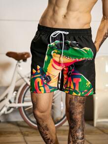 Surfspeed Men's Cartoon Dinosaur Pattern Beach Shorts - Multicolor - View 4