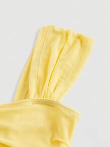 SHEIN MOD Women's Square Neck Pleated Tank Top - Yellow - View 3