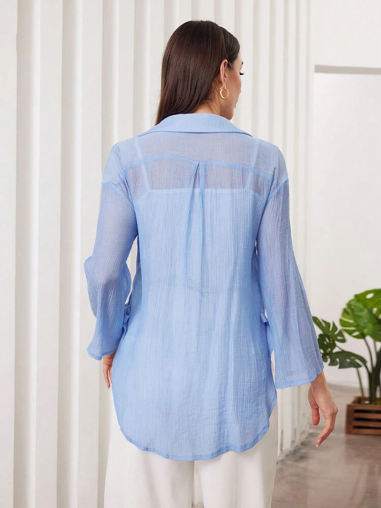 Ladies' Texture Long Sleeve Shirt