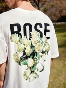 Manfinity VCAY Men's Floral Print Knit Round Neck T-Shirt - White - View 4