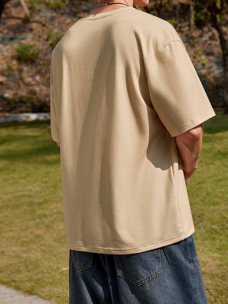 Men's Knit Crew Neck Short Sleeve T-Shirt With Letter Print