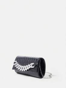 SHEIN Belle 女性時尚黑色手拿包 - 黑色 - 查看 6