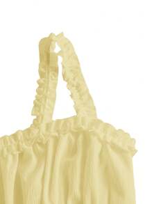 SHEIN MOD Của phụ nữ Pleated Bust Hem cao thấp Váy không tay Không có Eo Thắt lưng - Màu vàng - Xem 3