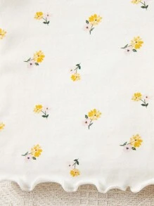 SHEIN Leap Crew Conjunto De Ropa Para El Hogar De Manga Corta Con Patrón De Corazón Y Flores Para Bebé Niña (4 Piezas) - Multicolor - Ver 4