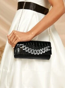 SHEIN Belle 女性時尚黑色手拿包 - 黑色 - 查看 9