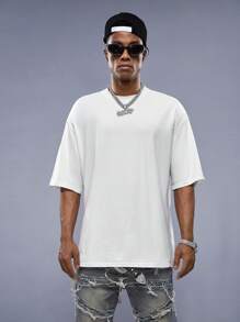 Manfinity RebelGame Locker sitzendes Herren Slogan Grafik Oversized T-Shirt - Weiss - Übersicht 7