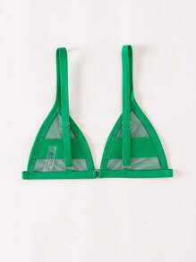 SHEIN Swim Top de traje de baño de malla transparente, top de bikini triangular micro para verano, playa, natación, vacaciones - Verde - Ver 2
