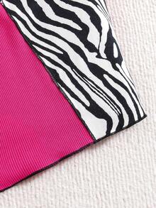 Cô gái Y2K Phong cách Vá lại Mô hình ngựa vằn Quần skinny Áo ba lỗ - Nhiều màu - Xem 3