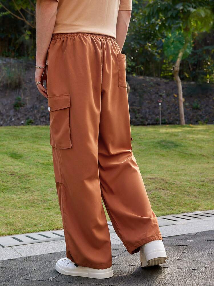 Men's Solid Color Utility Casual Pants