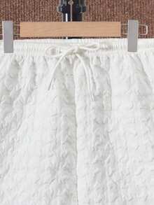 SHEIN 2pcs/Set Exploer Boys' Vacation Short Sleeve Cardigan Shirt And Shorts - White - View 3