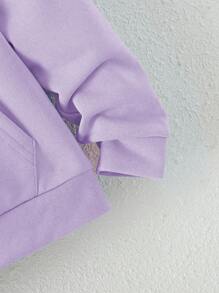 Sparklyn 女大童字母圖案袋鼠口袋落肩袖連帽衫 - 紫丁香色 - 查看 4