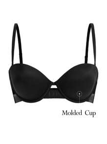 Ocili Leisure Solid Color Hollow Out Spaghetti Strap Bra - Black - View 2