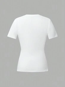 VaVaBold Áo thun tay ngắn in khẩu hiệu dành cho nữ ĐÂY LÀ ÁO THUN THIẾT KẾ Áo thun họa tiết dành cho nữ - trắng - Xem 2