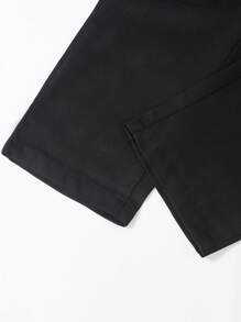 SHEIN 2 件套青少年男孩正装西装 - 纯色西装外套，纯色裤子配领带，适合生日派对、典礼、婚礼、周年纪念 - 黑色 - 查看 4