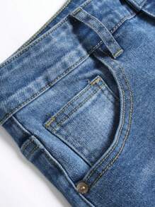 Men's Slim Fit Distressed Washed Denim Jeans - Dark Wash - View 5