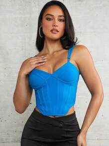 SHEIN BAE Blue  Bandage Dip Hem Bust Cup Corset