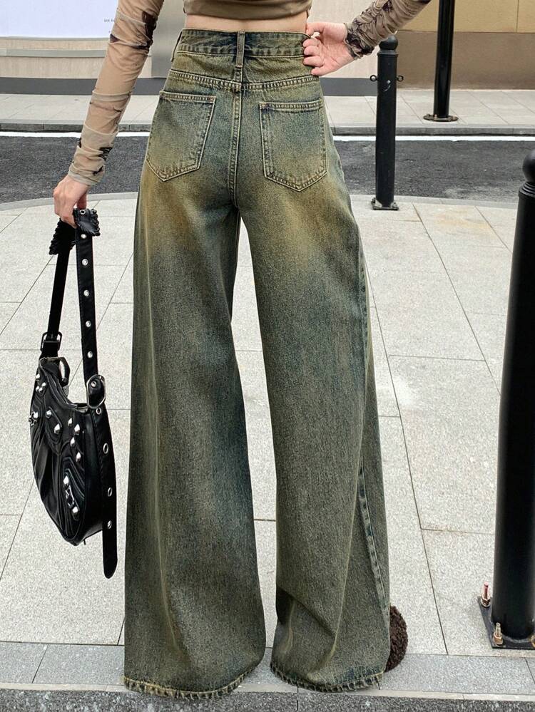 Women's Retro Loose Fit Denim Jeans,Baggy Jeans