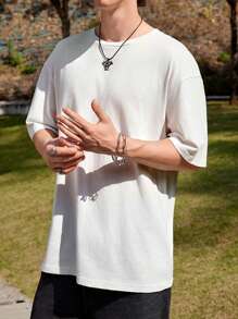 Manfinity VCAY Men's Floral Print Knit Round Neck T-Shirt - White - View 2