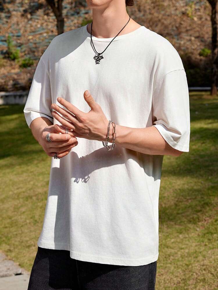 Men's Floral Print Knit Round Neck T-Shirt