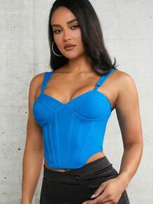 SHEIN BAE Blue  Bandage Dip Hem Bust Cup Corset