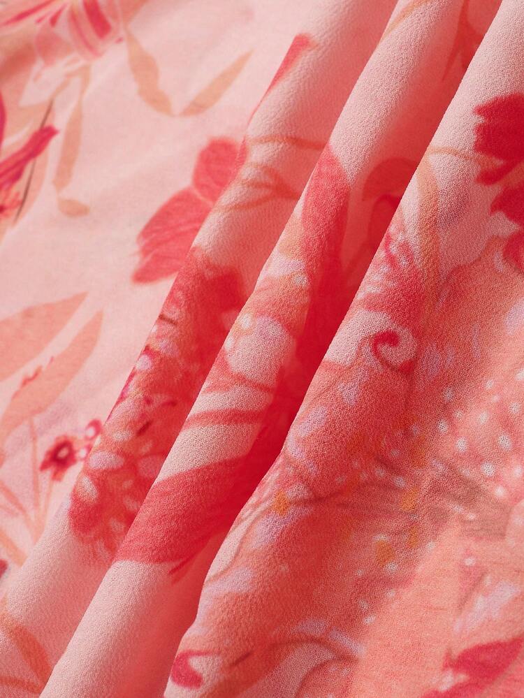 Summer Women's Floral Print Ruffle Hem Skirt