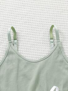SHEIN Teen Girl Seamless Knitted Solid Color Sports And Casual Two Pieces Set