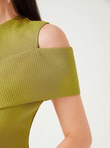 Modelyn 女式纹理单肩长款晚礼服 - 黃色 - 查看 8