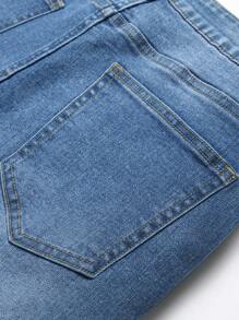 Men's Slim Fit Distressed Washed Denim Jeans - Dark Wash - View 4