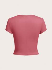 SHEIN EZwear 4 Stück/Set lässiges einfarbiges vielseitiges Rundhals Kurzarm T-Shirt für Frauen, figurbetonter Stil, geeignet für den Sommer