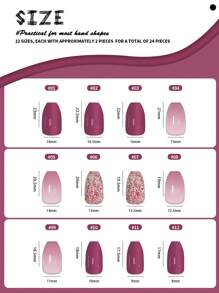 Obtenga el conjunto de  de 24 uñas postizas de forma de almendra mediana y larga, elegantes con efecto de degradado rosa y morado, con brillo y acabado brillante, adecuadas para fiestas, bailes y uso diario. Suministros de uñas de presión total. uñas falsas uña falsa uña acrílica