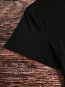 SHEIN Slayr 大尺碼標語印花t恤 - 黑色 - 查看 3