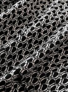 Plus Allover Print Lantern Sleeve Ruffle Hem Dress Fall Cloth For Women