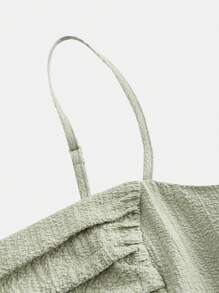 SHEIN MOD Elegant Solid Color Ruched Waist Camisole Dress,Sage Green Dress, Spring/Summer Dress, Date Dress, Wedding Guest Dress For Women, Birthday Dress, Elegant Dresses, Vacation Outfits Women, Pink Dress, Slim Fit, Suitable For Commuting And Daily Wear, Tea Party Outfit Women - Green - View 4