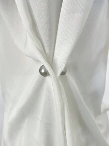 DAZY Women's Pearl Decor Button Collar With Anti-Lighting Design And Waist Cinching - Multicolor - View 6