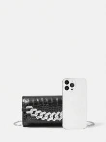 SHEIN Belle 女性時尚黑色手拿包 - 黑色 - 查看 4