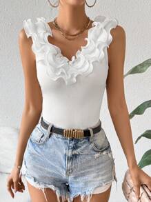 Chiquease Women's Ribbed Backless Sleeveless Bodysuit - White - View 3