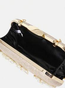 SHEIN Belle Ladies' Gold Flower Evening Clutch - Gold - View 7