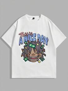 Manfinity VCAY Herren Strick Freizeit Buchstaben & Cartoon Druck T-shirt