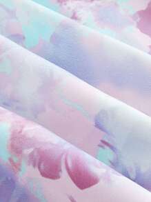 SHEIN MOD 女士印花荷葉邊露背上衣和裙子套裝