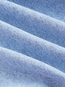 SHEIN MOD 女性鉚釘細節水洗直腳牛仔褲 - 淺色水洗藍 - 查看 3