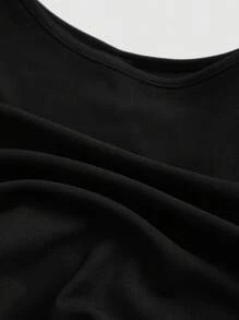 SHEIN MOD Áo ba lỗ màu trơn cho nữ mùa hè có nút cài phía trước - màu đen - Xem 4