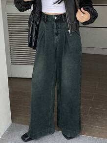 Dazy Star Women's Vintage Loose Fit Wide Leg Jeans For Casual Wear,Baggy Jeans - Dark Wash - View 4