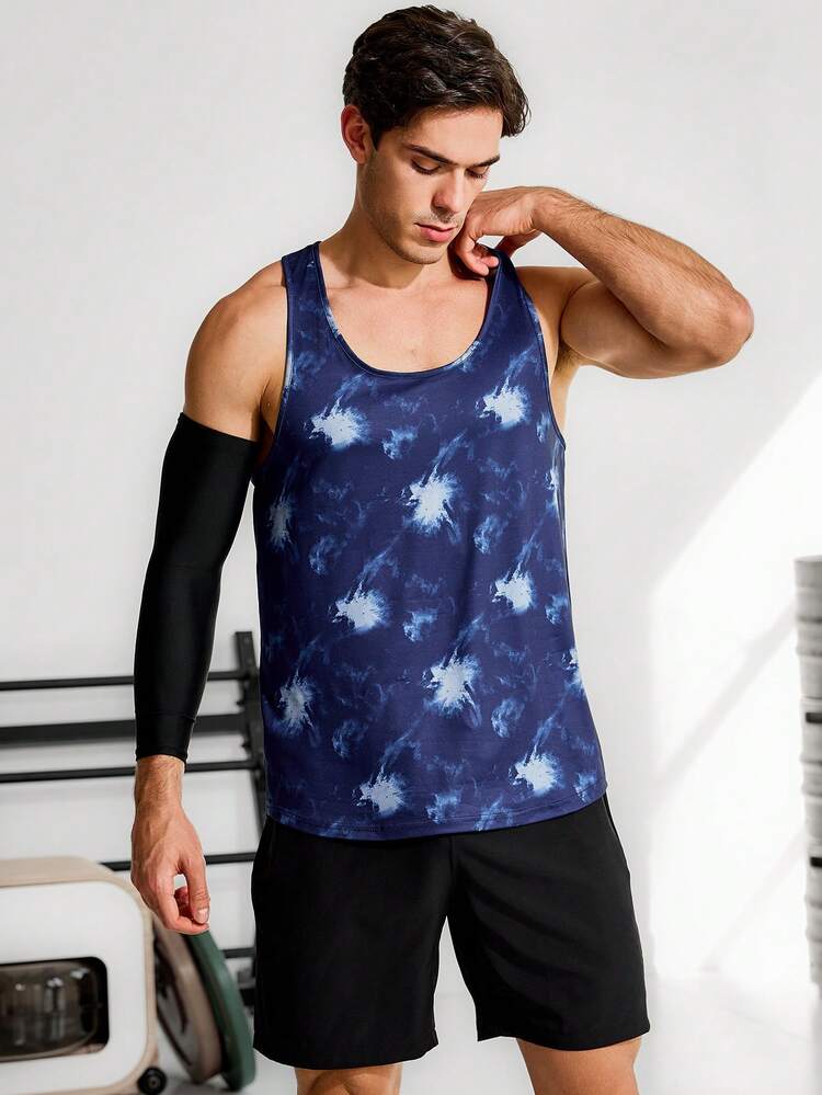 Herren Batik Muster Racerback Workout Tank Top mit geometrischem Rücken, Workout Tops