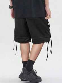 Manfinity EMRG 宽松版型男士工装短裤，带翻盖口袋和抽绳腰带