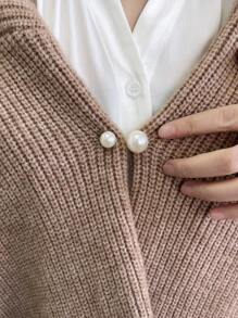DAZY Women's Pearl Decor Button Collar With Anti-Lighting Design And Waist Cinching - Multicolor - View 3