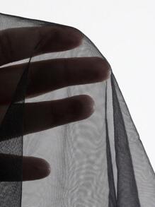 FRIFUL Designer Áo thun nữ tay dài mỏng và trong suốt có thắt lưng với thiết kế tinh tế - Màu xanh lam - Xem 4