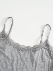 SHEIN EZwear 女士蕾絲修飾貼身肩帶連體短褲緊身背心套裝